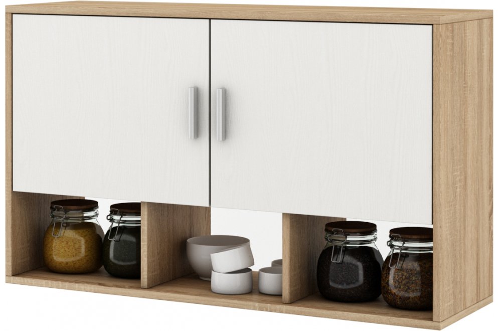 Шкаф навесной Мария-12 дуб сонома / белый