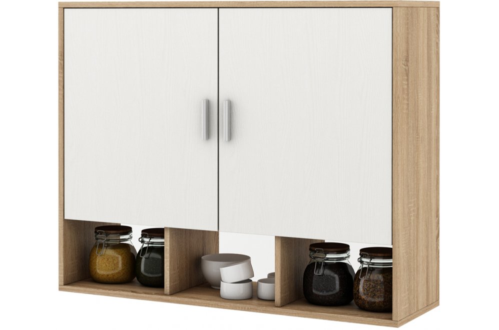 Шкаф навесной Мария-16 дуб сонома / белый