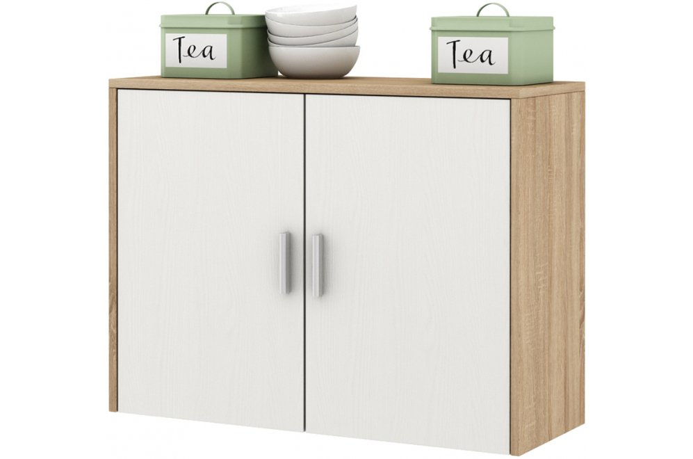 Шкаф навесной Мария-7 дуб сонома / белый