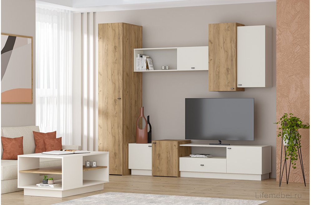 Шкаф навесной МС Квадро Ан-3 миндаль