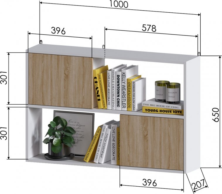 Шкаф навесной ПД-1 белый / дуб сонома
