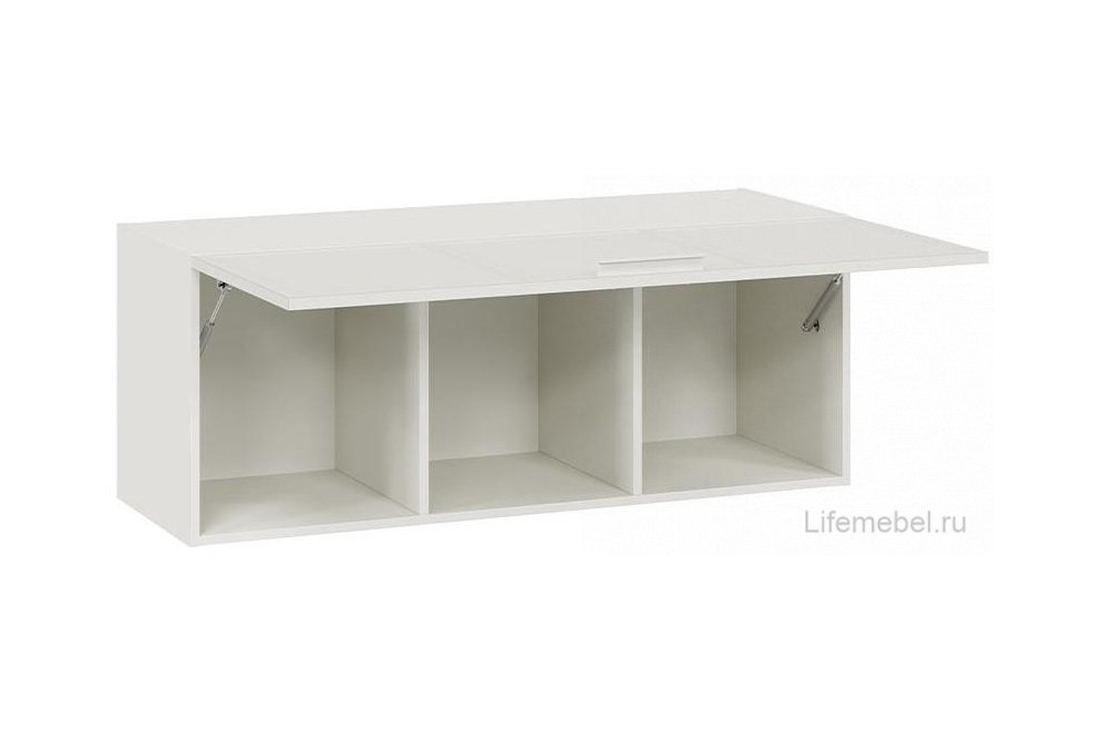 Шкаф навесной Стелла белый холст / белый жемчуг