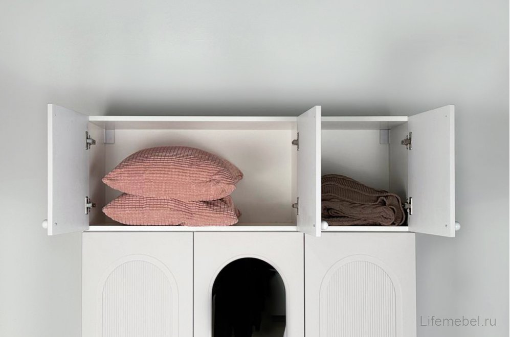 Шкаф навесной трехдверный Милана белое дерево / сакура