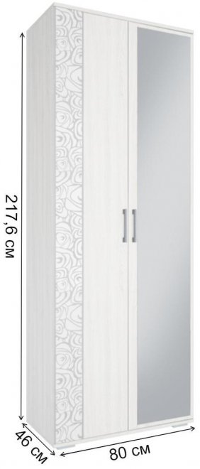 Шкаф двухдверный Лагуна 800 ясень белый