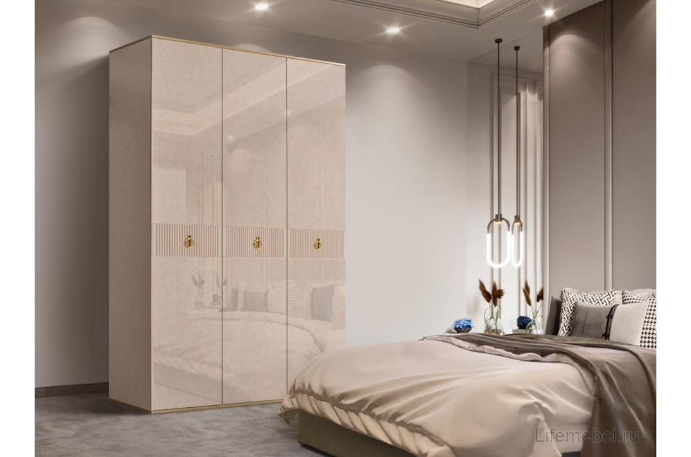 Шкаф Rimini 3s латте с золотом