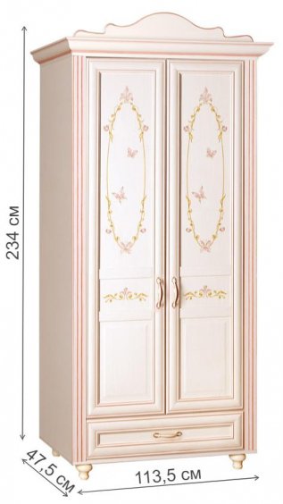 Шкаф Алиса №553 2-дверный кремовый белый