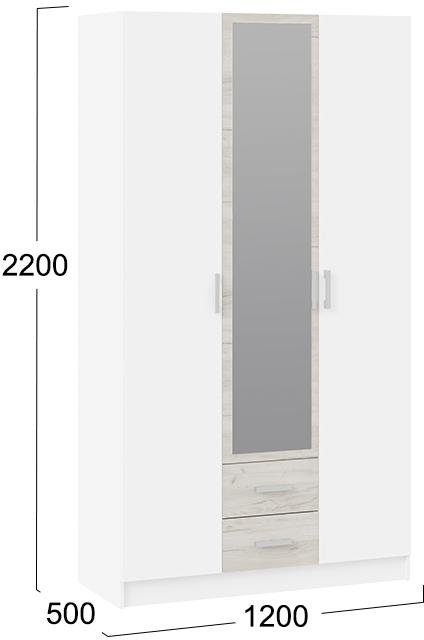 Шкаф Арчи белая текстура / дуб крафт серый