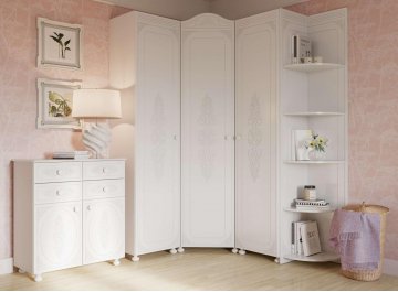 Платяной шкаф Ассоль АС-521К с короной левый белое дерево