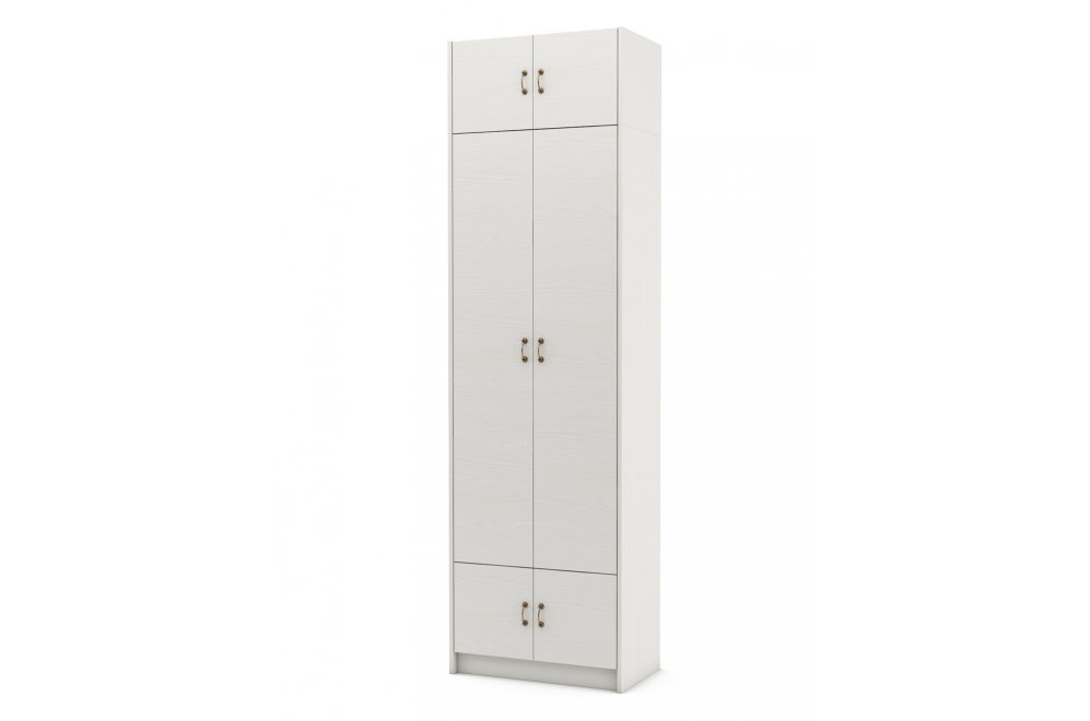 Шкаф Август-5 бельевой с антресолью белый