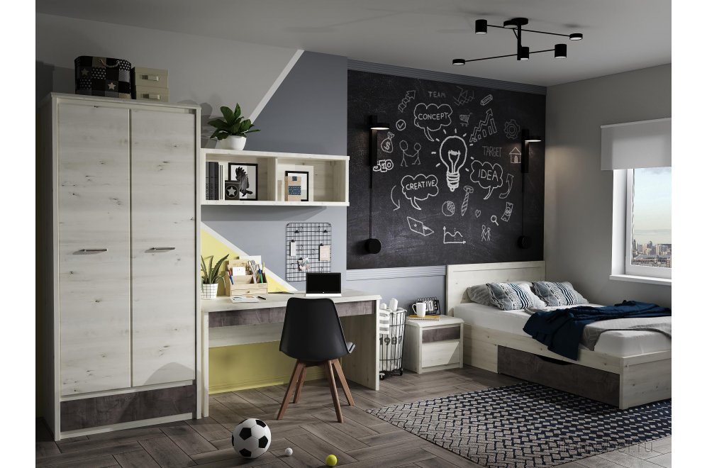 Шкаф Bjork 2DG1S ольха полярная / оникс