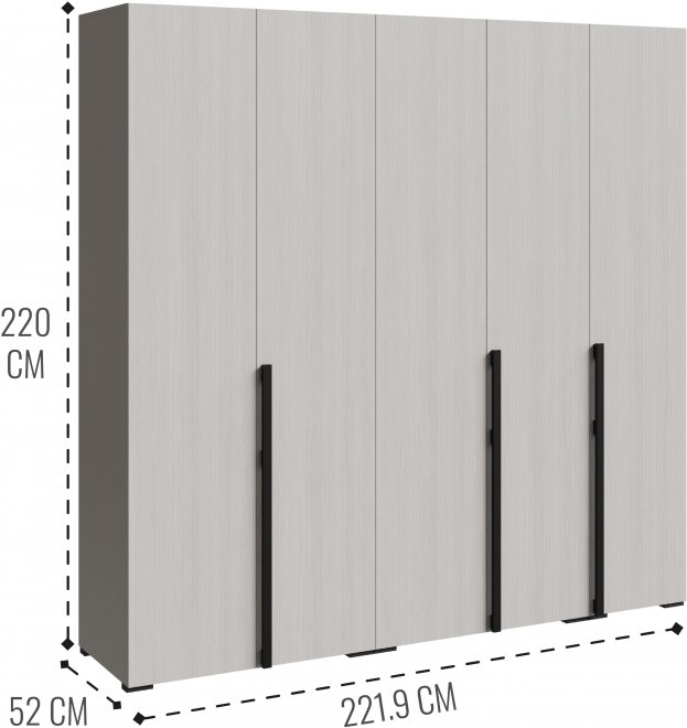 Шкаф Болонья 5-дверный кашемир