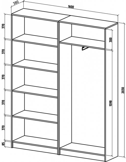 Шкаф Бостон-17 бельевой дуб молочный