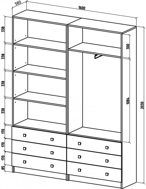 Шкаф Бостон-20 дуб молочный