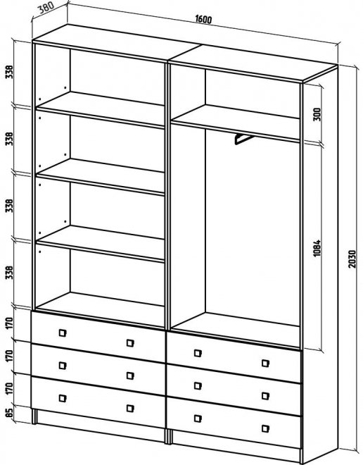 Шкаф Бостон-23 160 см белый