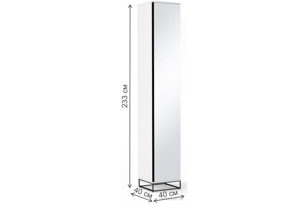 Шкаф City 40 одностворчатый с зеркалом белый