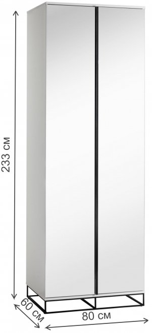 Шкаф City 60 двухстворчатый с зеркалом белый