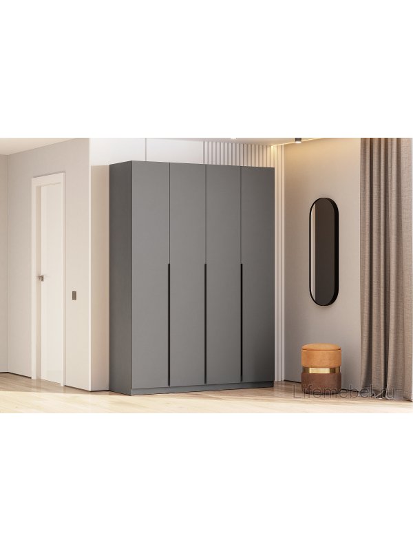 Шкаф Даиго четырехстворчатый графит серый