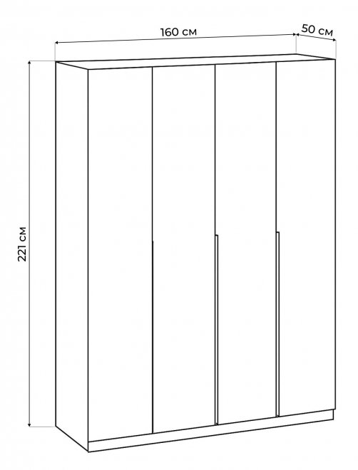 Шкаф Даиго четырехстворчатый графит серый