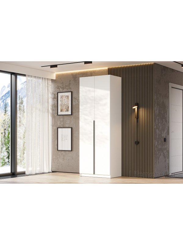 Шкаф Даиго двухстворчатый белый текстурный