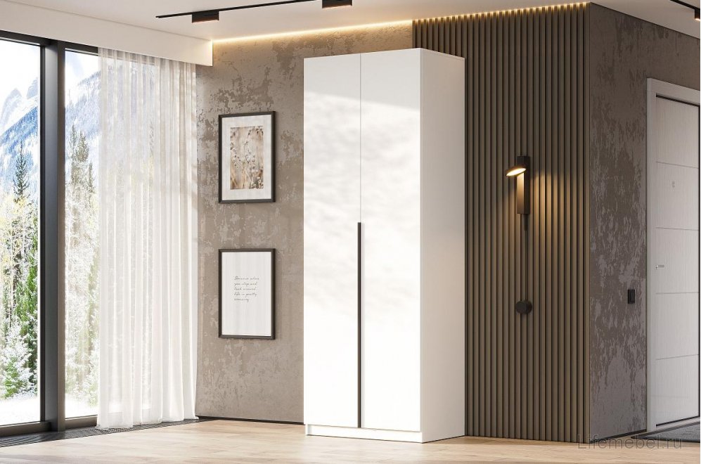 Шкаф Даиго двухстворчатый белый текстурный