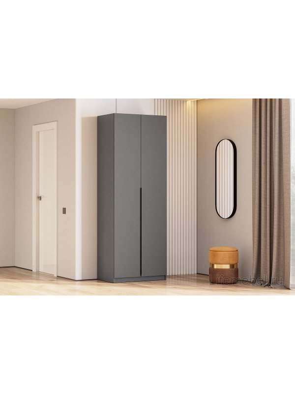 Шкаф Даиго двухстворчатый графит серый