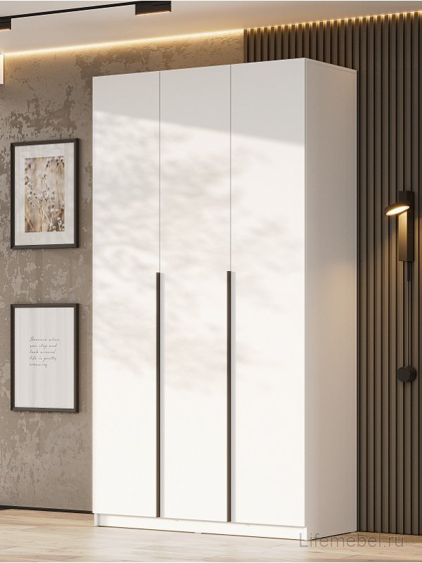 Шкаф Даиго трехстворчатый белый текстурный