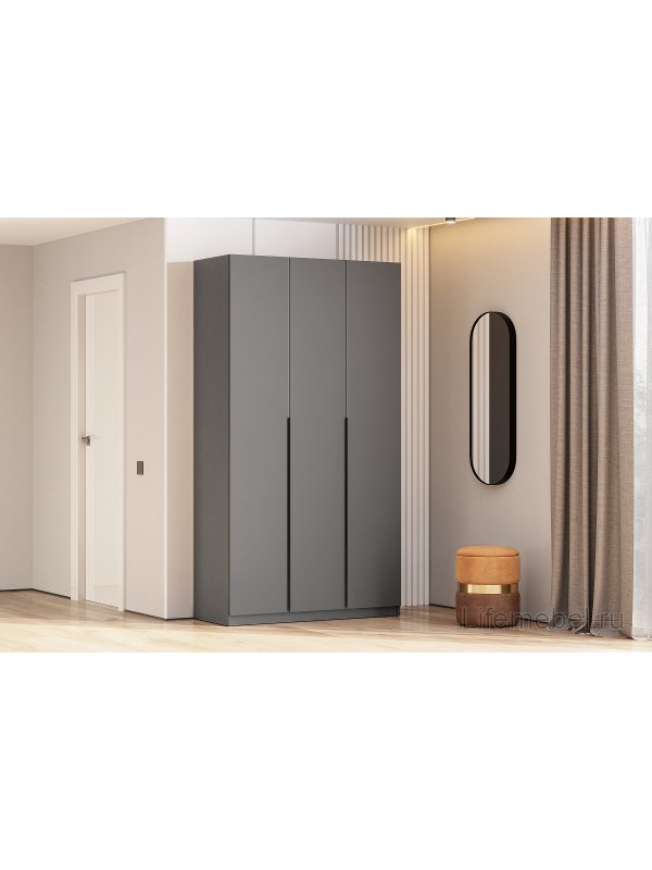 Шкаф Даиго трехстворчатый графит серый