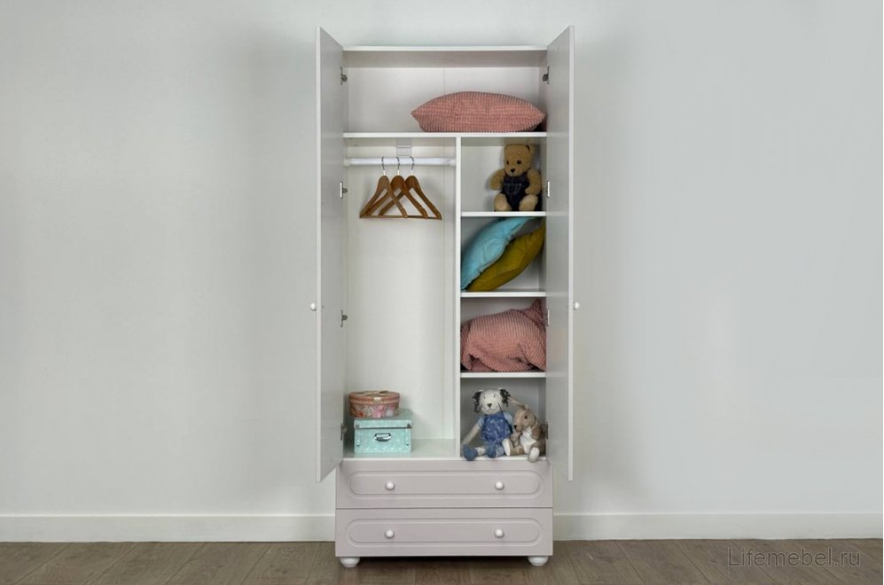 Шкаф двухдверный Милана белое дерево / сакура