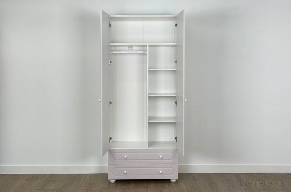 Шкаф двухдверный Милана белое дерево / сакура