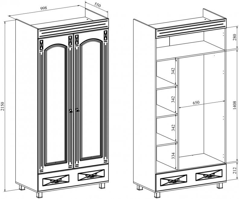 Шкаф Элизабет ЭМ-6 белое дерево платяной