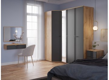 Платяной шкаф Эмилия ЭЛ-17К дуб крафт золотой / графит