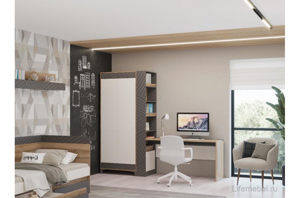 Шкаф Гринвич модель 8 авелано / белый / темно-серый