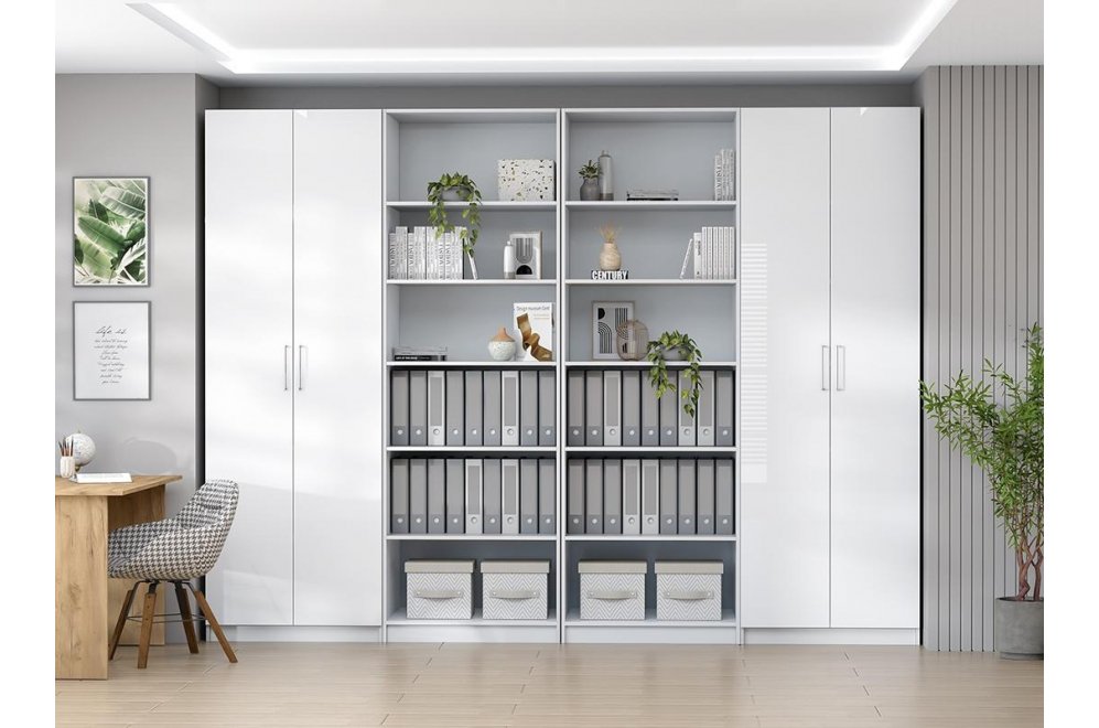 Шкаф Иннэс-7 3200 белый / белый глянец