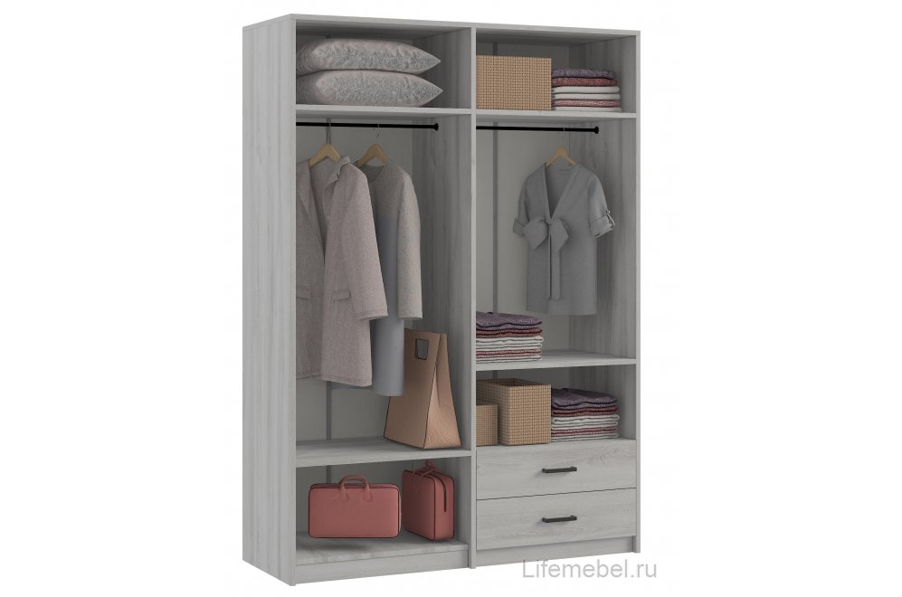 Шкаф Ивис лофт четырехдверный сосна белая