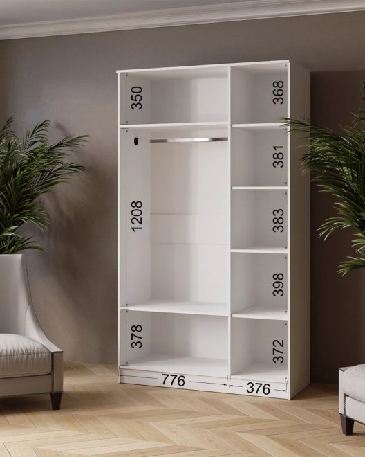 Шкаф Ларс 120 с зеркалом белый