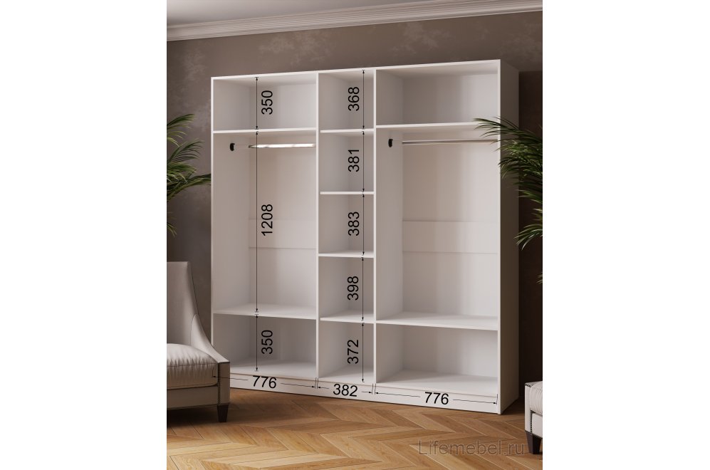 Шкаф Ларс 200 с зеркалом белый