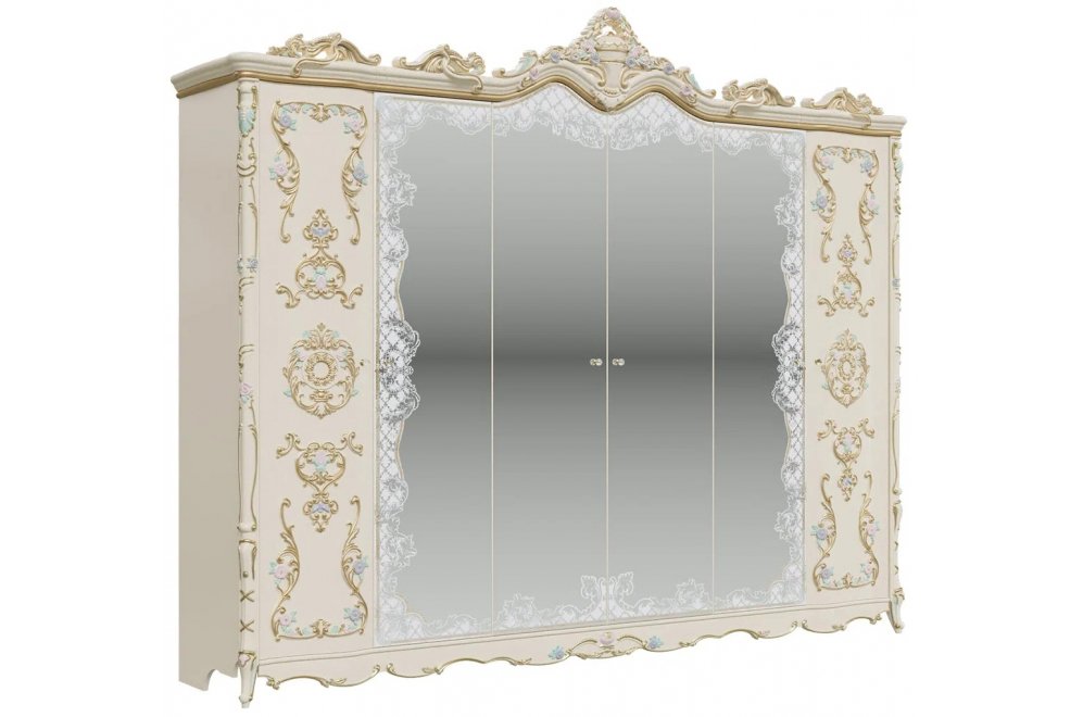 Шкаф Людовик 6-тидверный слоновая кость кракелюр