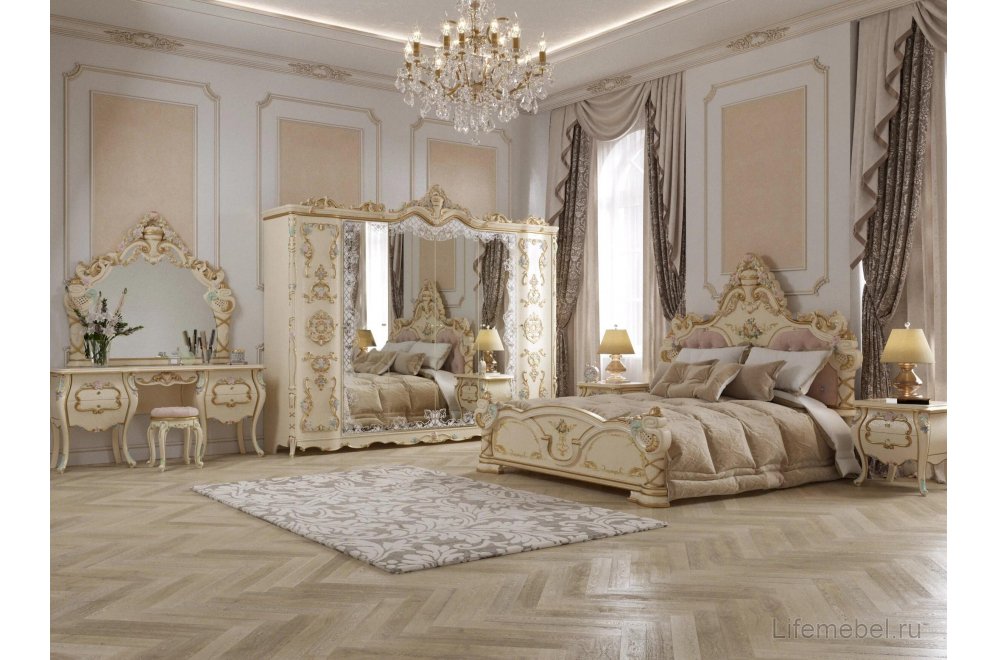 Шкаф Людовик 6-тидверный слоновая кость кракелюр