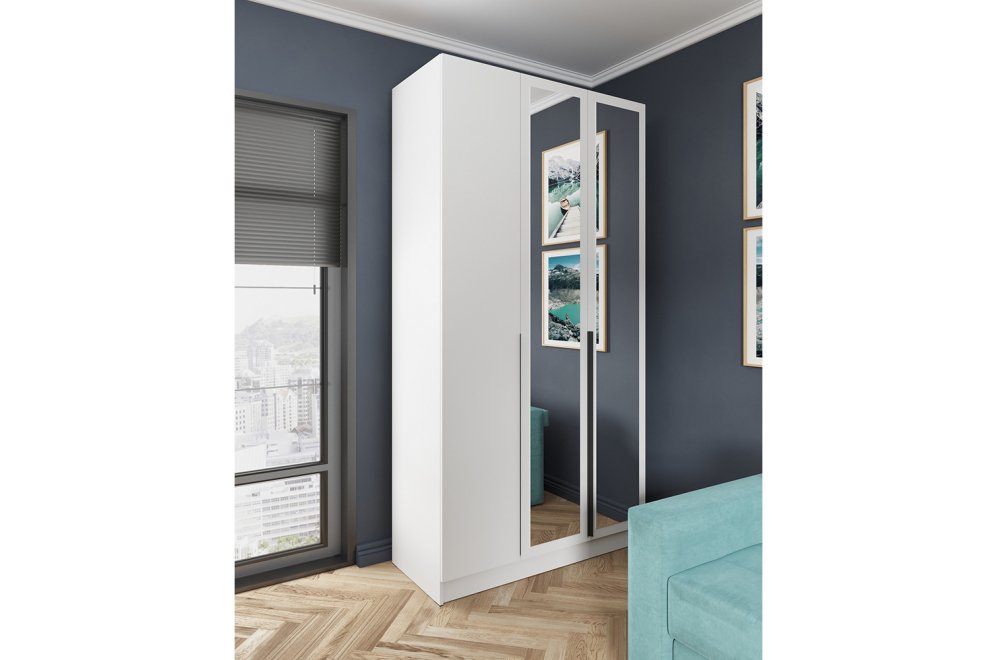 Шкаф 1,2м Мадрид с зеркалом белый