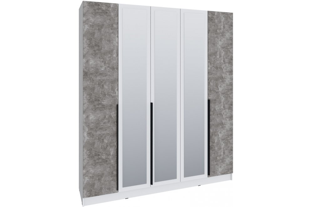 Шкаф 2м Мадрид с зеркалом белый / ателье светлое