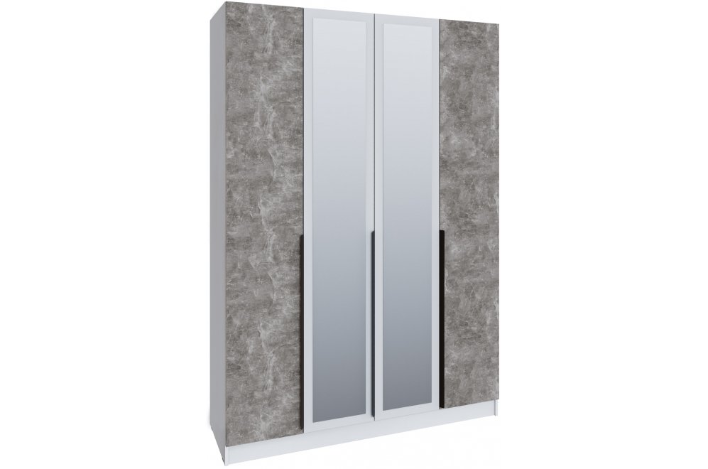 Шкаф 1,6м Мадрид с зеркалом белый / ателье светлое