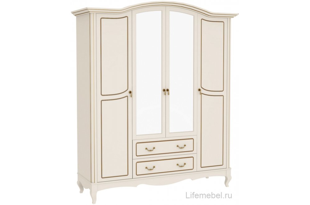 Шкаф Малонн Ави белый четырехстворчатый