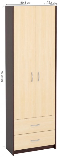 Шкаф Милана-2 венге / дуб молочный