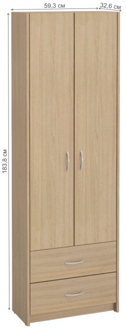 Шкаф Милана-2 ясень светлый