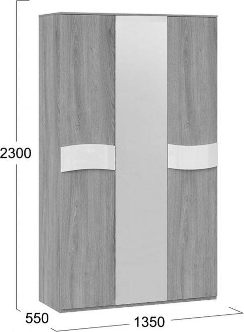 Шкаф Миранда дуб гамильтон / белый глянец