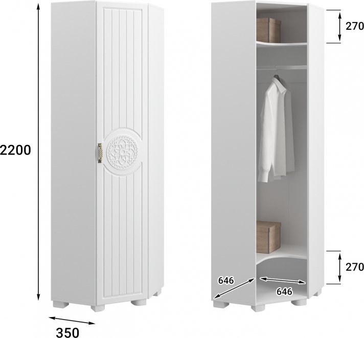 Шкаф Монблан МБ-20К глухой белое дерево
