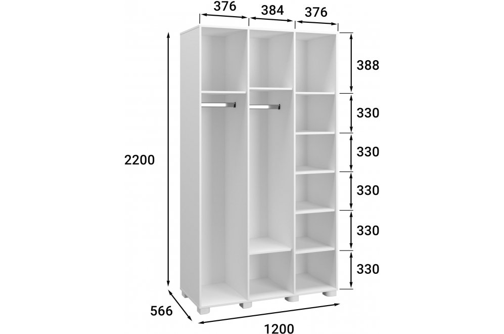 Шкаф Монблан МБ-24К глухой белое дерево