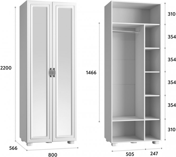 Шкаф Монблан МБ-26К белое дерево