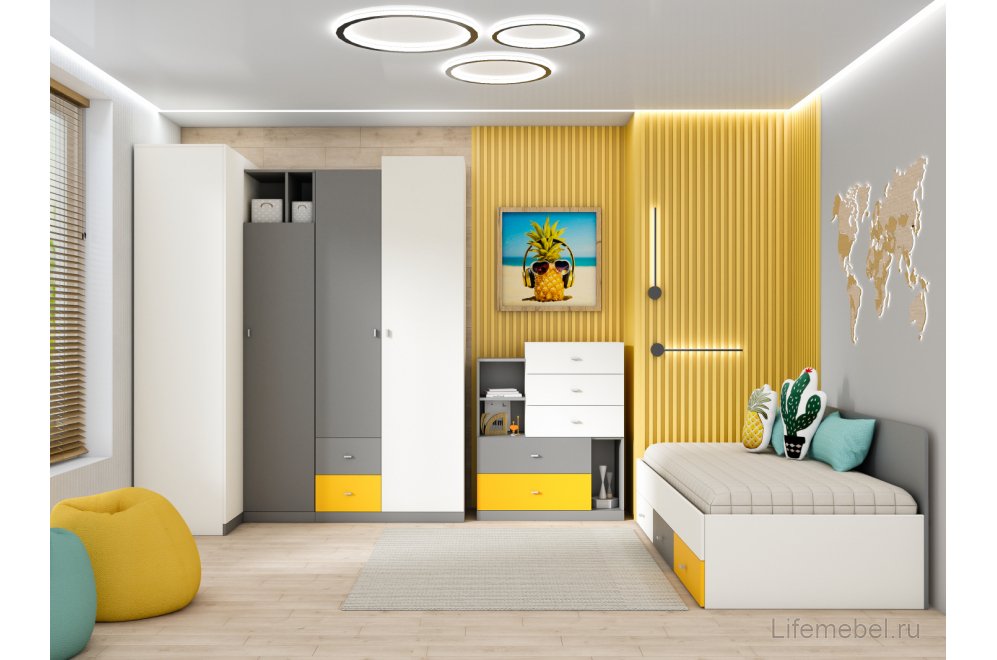 Шкаф МС Клео Шк-1 графит / миндаль / солнечный