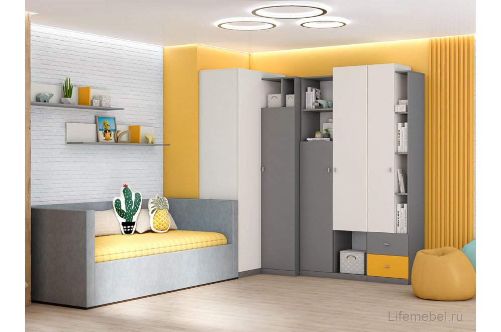 Шкаф МС Клео Шк.У графит / миндаль